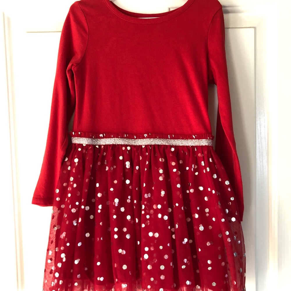girls red and silver dress by cat and jack